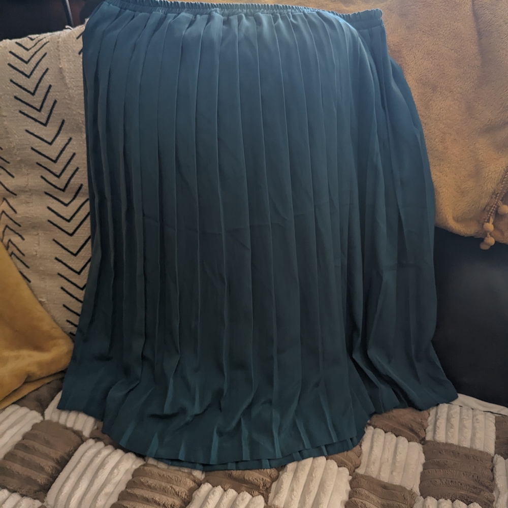 Vintage ❤️Elegant Teal Pleated Skirt Size 14